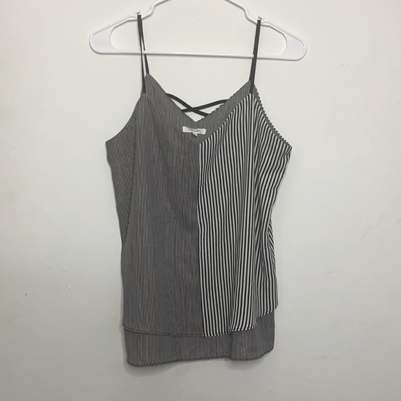 Maurices Tiered Tank, Black/White Stripes, Size M - Picture 1 of 4